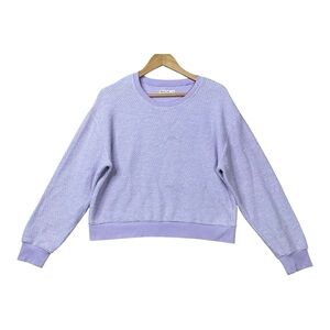 Marine Layer Women Birdseye Textured Crewneck Sweater XL Cozy Pullover Purple